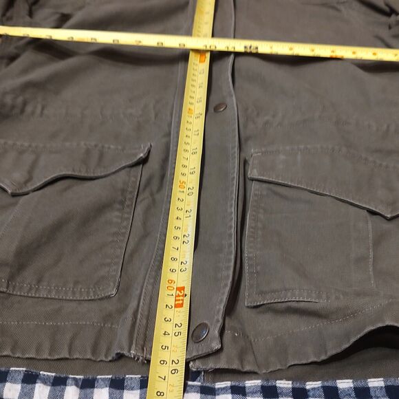 Vintage Orvis Jacket Men's L Green Snap Button Fleece Hooded Fishing Cargo - Picture 5 of 8